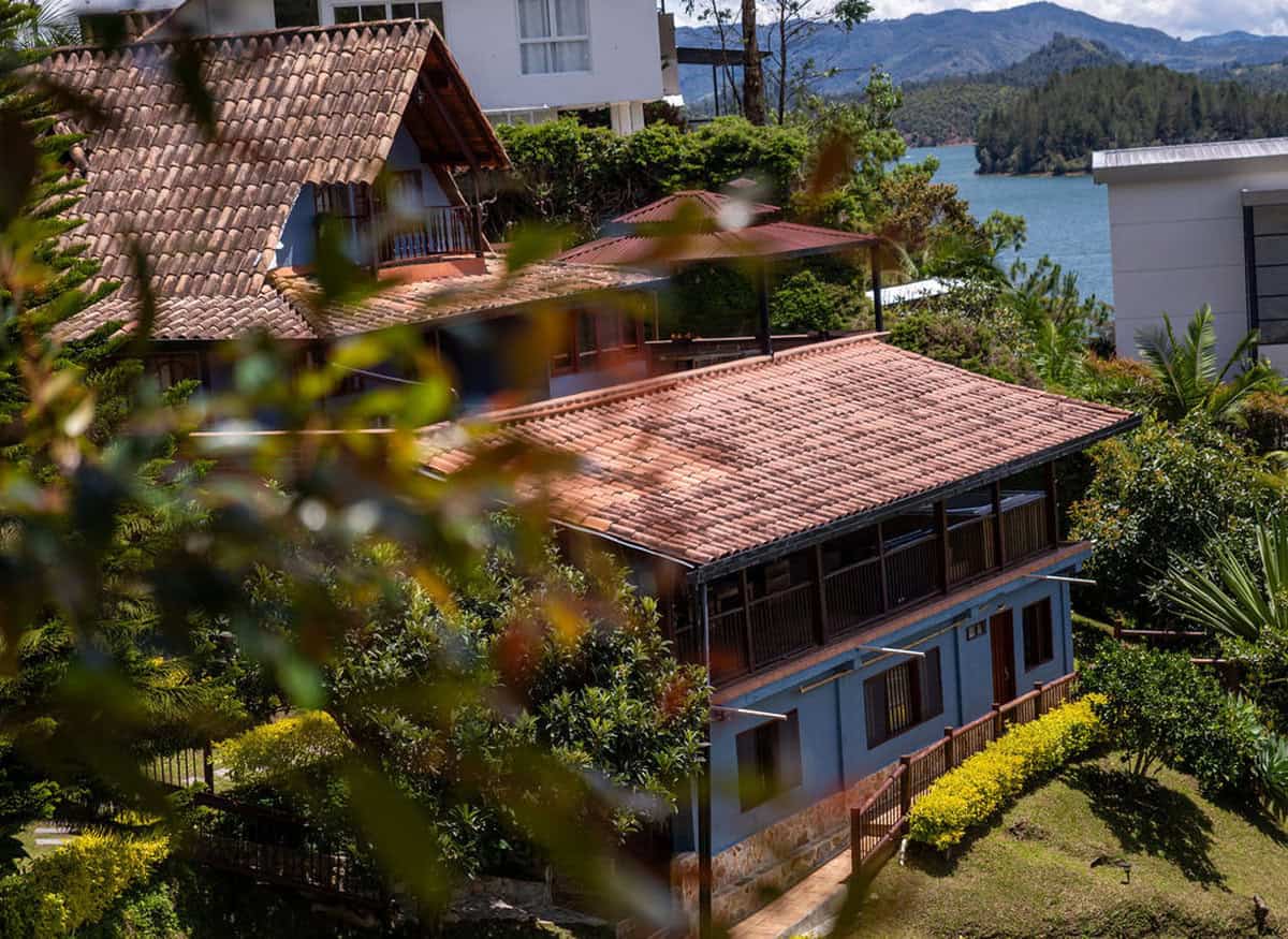Colombian countryside with views of iconic Guatape Rock landmark