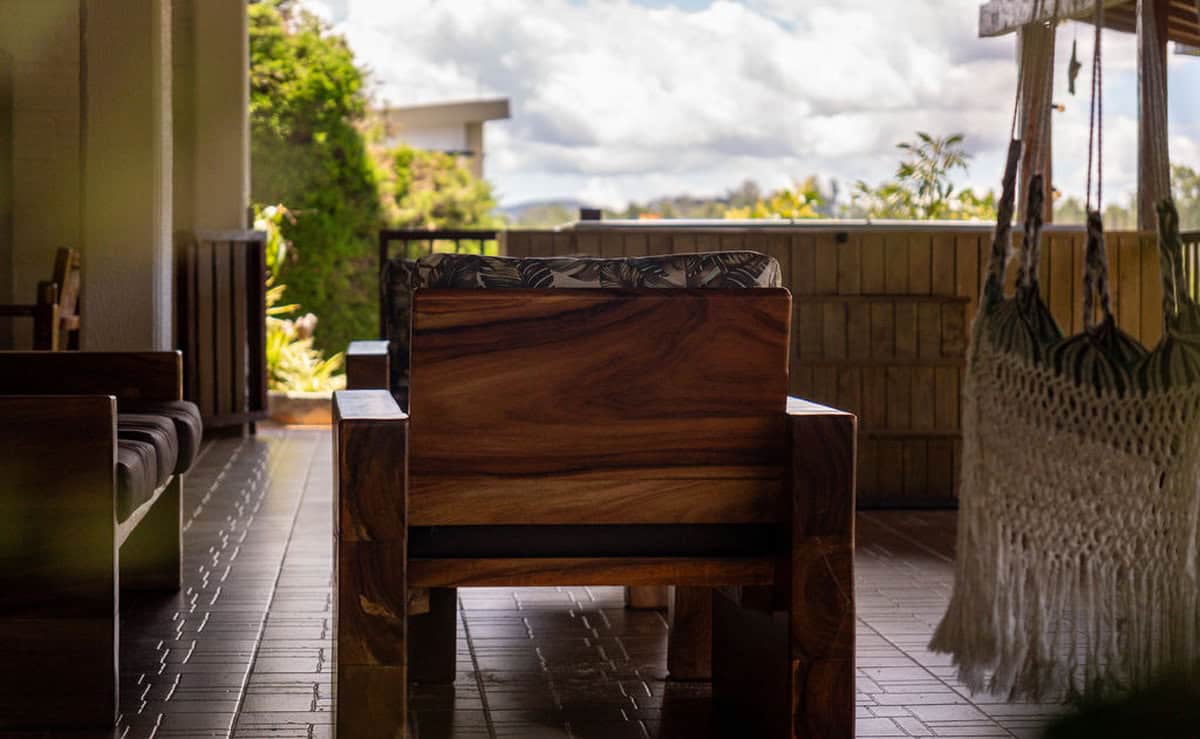 Sunset over Guatape Rock viewed from Finca Conejo Blanco terrace Colombia