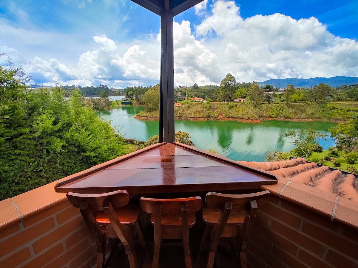 Serene lake view from Finca balcony
