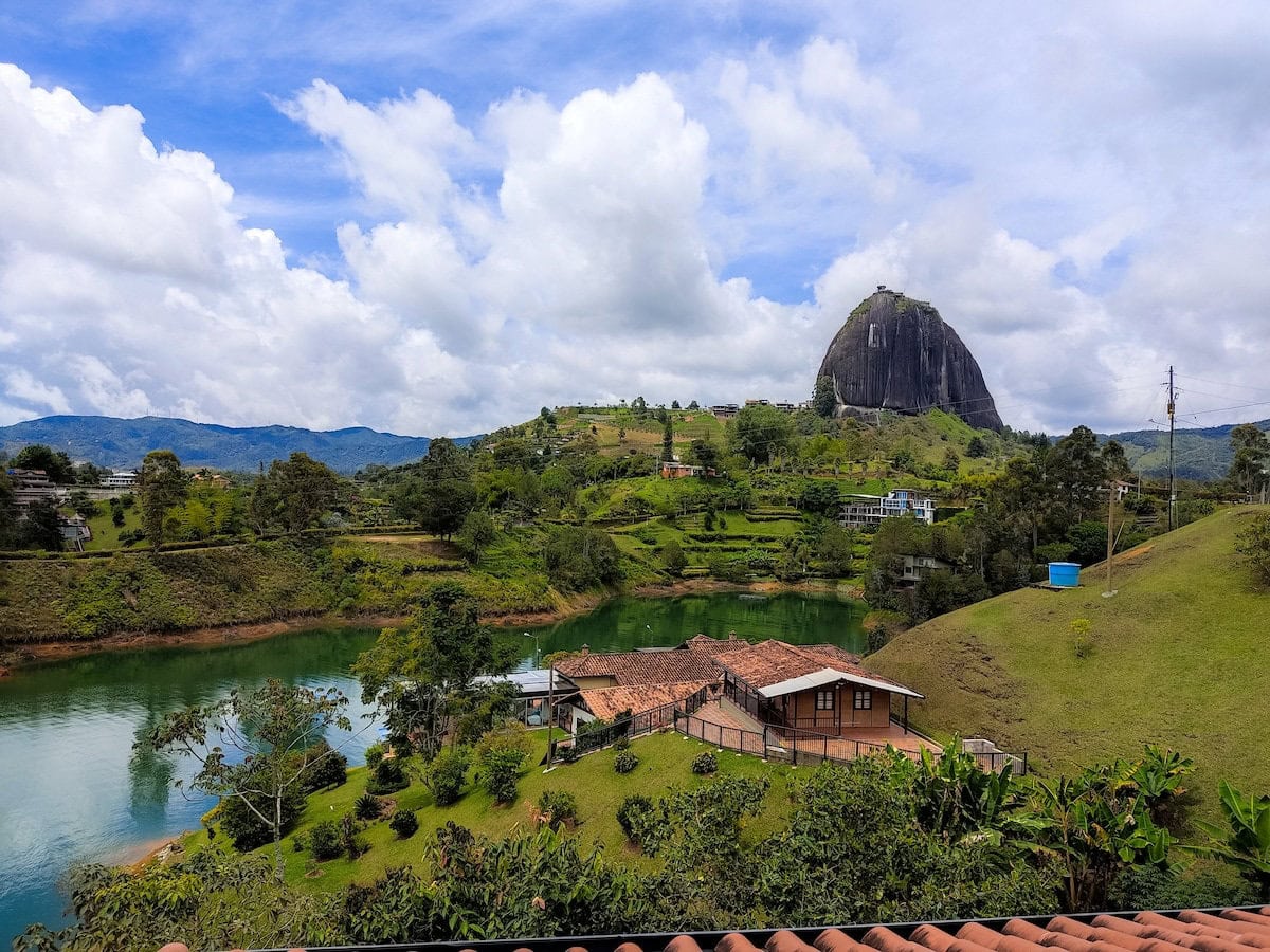 Scenic view of Guatape Rock from Finca Conejo Blanco